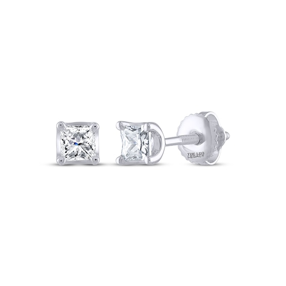 THE LEO Legacy Lab-Grown Diamond Princess-Cut Solitaire Stud Earrings 1 ct tw 14K White Gold (F/VS2