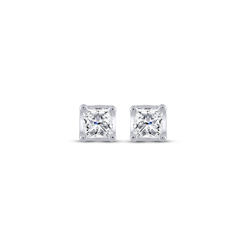 Main Image 2 of THE LEO Legacy Lab-Grown Diamond Princess-Cut Solitaire Stud Earrings 1/2 ct tw 14K White Gold (F/VS2)