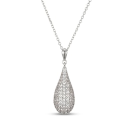 STUDIO BY KAY White Lab-Created Sapphire Domed Teardrop Necklace Sterling Silver 18"