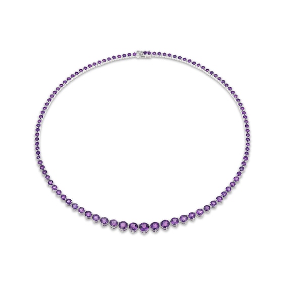 STUDIO BY KAY Amethyst Graduated Line Necklace Sterling Silver 18"