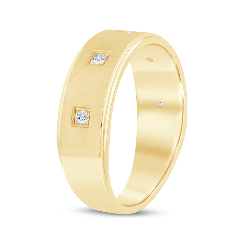 Main Image 2 of Now + Forever Diamond Five-Stone Satin Finish Wedding Band 1/8 ct tw 10K Yellow Gold