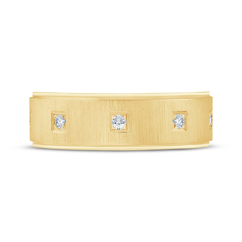 Main Image 3 of Now + Forever Diamond Five-Stone Satin Finish Wedding Band 1/8 ct tw 10K Yellow Gold