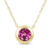 Thumbnail Image 1 of STUDIO BY KAY Pink Lab-Created Sapphire Bezel-Set Solitaire Necklace 24K Yellow Gold Vermeil Sterling Silver 18"