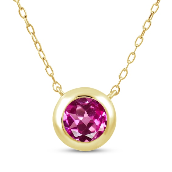 STUDIO BY KAY Lab-Created Sapphire Bezel-Set Solitaire Necklace 24K Yellow Gold Vermeil Sterling Silver 18