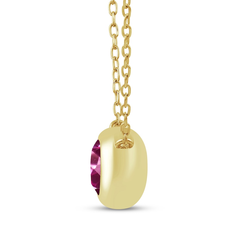 Main Image 2 of STUDIO BY KAY Pink Lab-Created Sapphire Bezel-Set Solitaire Necklace 24K Yellow Gold Vermeil Sterling Silver 18"