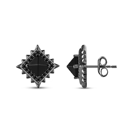Ink & Ice Black Onyx & Black Diamond Stud Earrings 1/5 ct tw Black Rhodium Sterling Silver