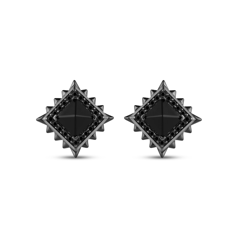 Main Image 2 of Ink & Ice Black Onyx & Black Diamond Stud Earrings 1/5 ct tw Black Rhodium Sterling Silver