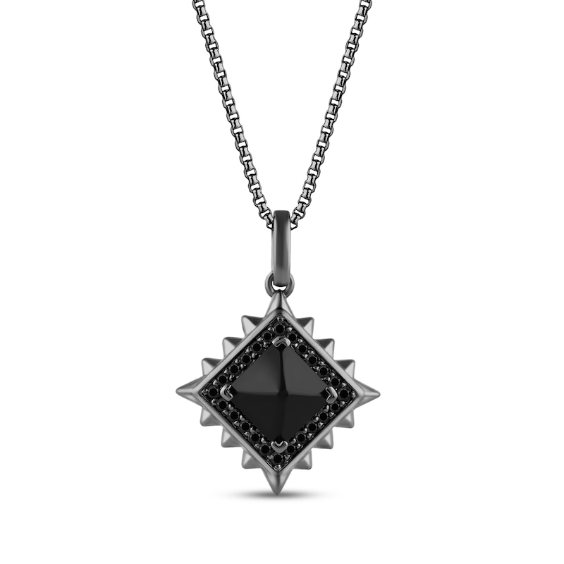 Main Image 1 of Ink & Ice Black Onyx & Black Diamond Necklace 1/8 ct tw Black Rhodium Sterling Silver