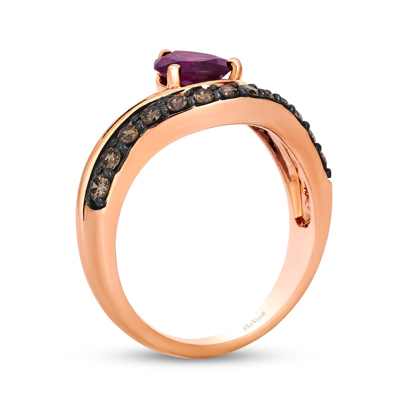 Main Image 3 of Le Vian Pear-Shaped Rhodolite Garnet Contour Ring 3/8 ct tw Diamonds 14K Strawberry Gold