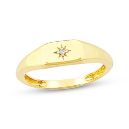 STUDIO BY KAY Diamond Accent Sunburst Signet Ring 24K Yellow Gold Vermeil Sterling Silver