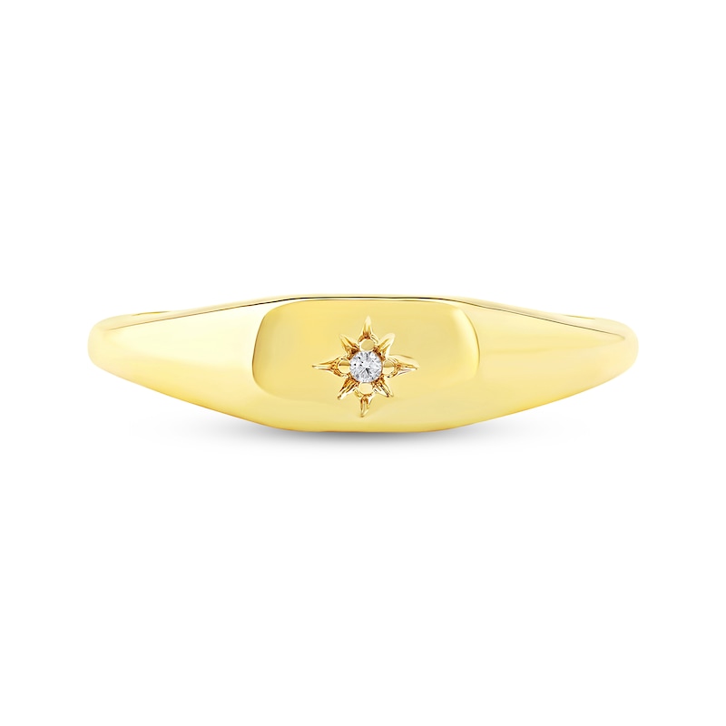 Main Image 3 of STUDIO BY KAY Diamond Accent Sunburst Signet Ring 24K Yellow Gold Vermeil Sterling Silver