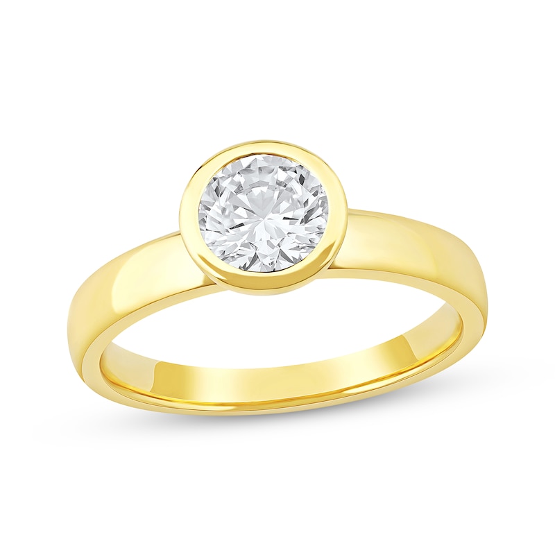 Main Image 1 of Now + Forever Lab-Grown Diamonds Round-Cut Bezel-Set Solitaire Engagement Ring 1 ct tw 14K Yellow Gold (F/VS2)
