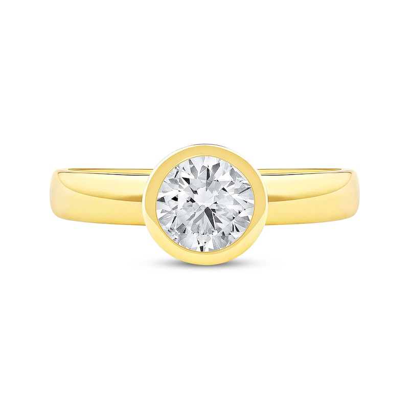 Main Image 4 of Now + Forever Lab-Grown Diamonds Round-Cut Bezel-Set Solitaire Engagement Ring 1 ct tw 14K Yellow Gold (F/VS2)