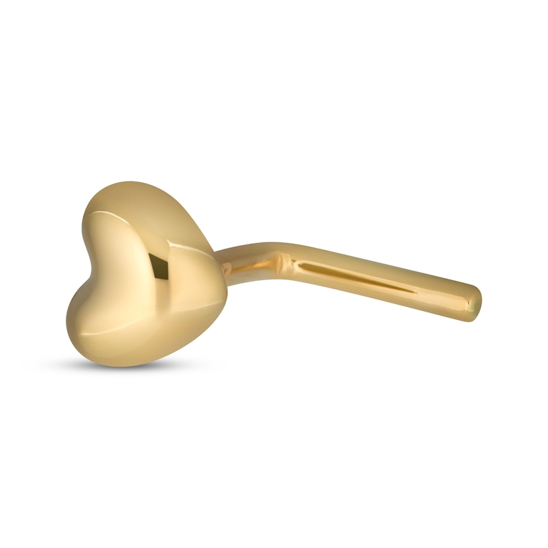 Main Image 1 of Heart L-Shape Nose Stud Solid 14K Yellow Gold