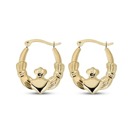 Claddagh Hoop Earrings 14K Yellow Gold