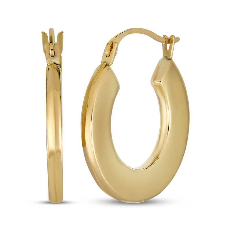 Main Image 1 of Flat Hoop Earrings 14K Yellow Gold