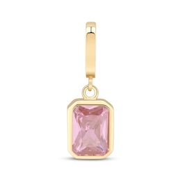 Charmed Memories Emerald-Cut Pink Cubic Zirconia Charm 10K Yellow Gold
