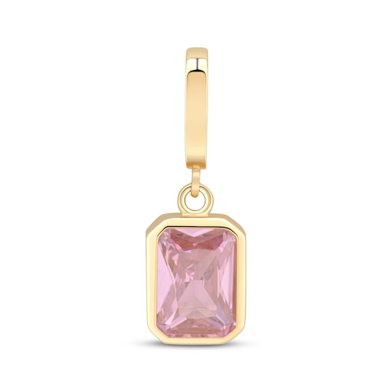 Charmed Memories Emerald-Cut Pink Cubic Zirconia Charm 10K Yellow Gold