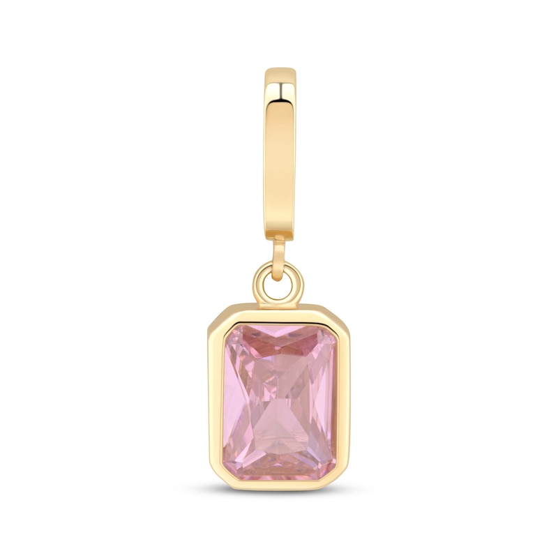 Main Image 1 of Charmed Memories Emerald-Cut Pink Cubic Zirconia Charm 10K Yellow Gold