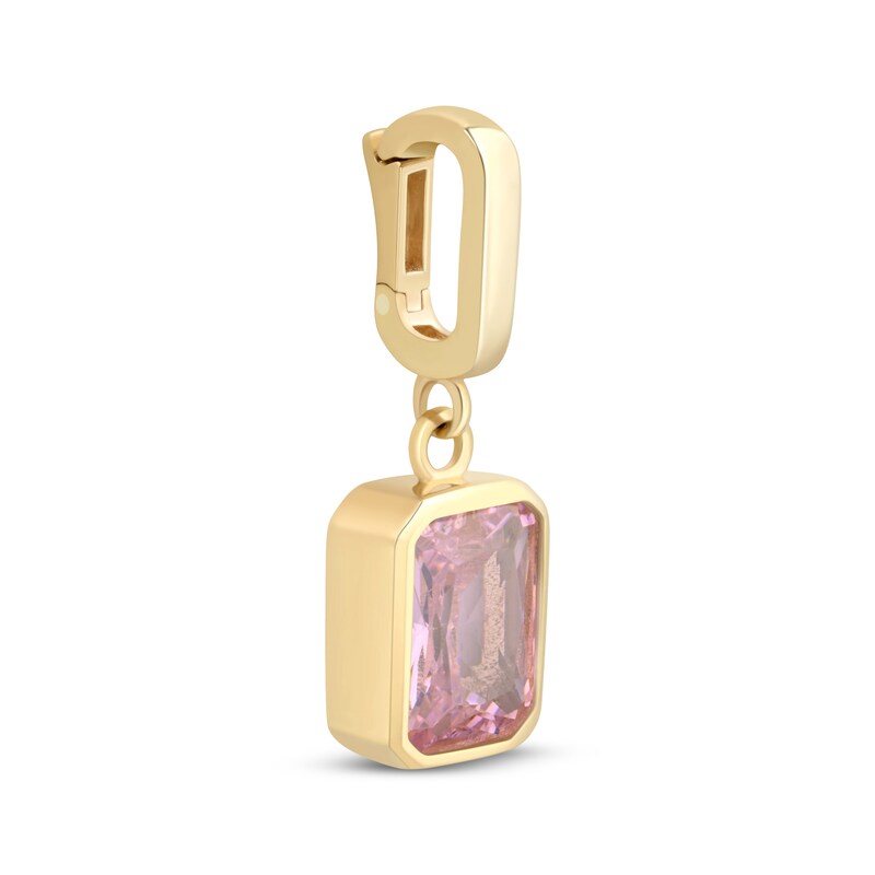 Main Image 2 of Charmed Memories Emerald-Cut Pink Cubic Zirconia Charm 10K Yellow Gold
