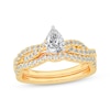 Thumbnail Image 1 of Now + Forever Lab-Grown Diamonds Pear-Shaped Twist Bridal Set 1 ct tw 14K Yellow Gold