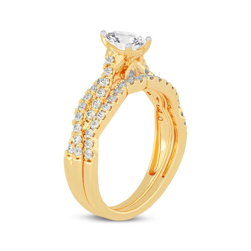 Main Image 2 of Now + Forever Lab-Grown Diamonds Pear-Shaped Twist Bridal Set 1 ct tw 14K Yellow Gold