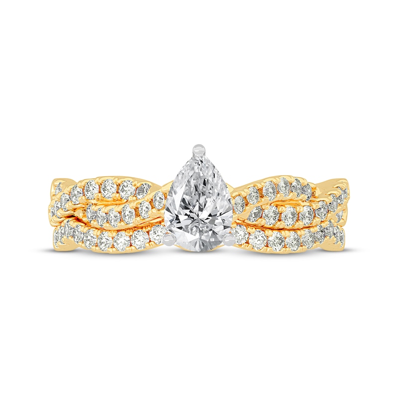 Main Image 3 of Now + Forever Lab-Grown Diamonds Pear-Shaped Twist Bridal Set 1 ct tw 14K Yellow Gold