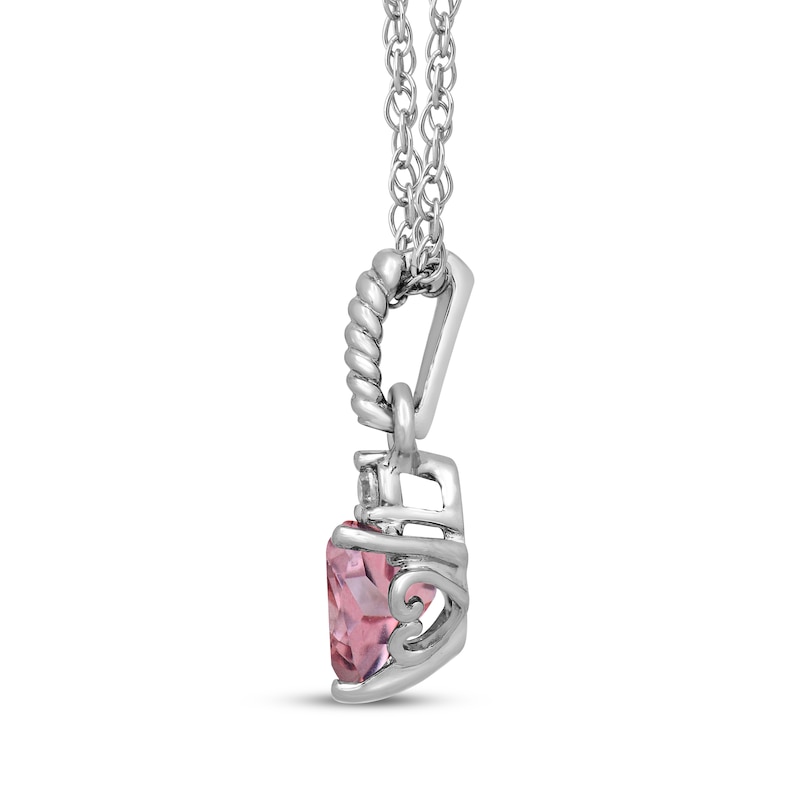 Main Image 2 of Heart-Shaped Natural Morganite & Lab-Grown Diamond Accent Necklace Sterling Silver 18"