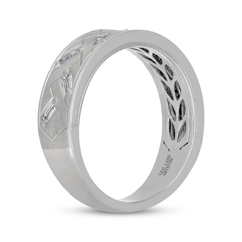 Main Image 2 of Neil Lane Artistry Men's Baguette-Cut Lab-Grown Diamond Wedding Band 1/2 ct tw 14K White Gold