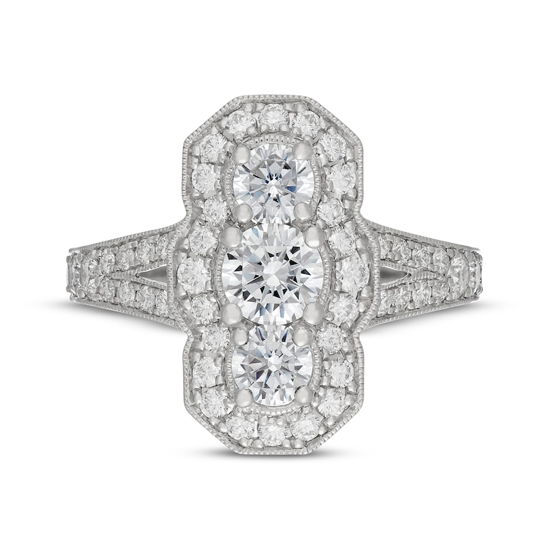Main Image 3 of Neil Lane Artistry Round-Cut Lab-Grown Diamond Vintage-Style Engagement Ring 1-3/4 ct tw 14K White Gold