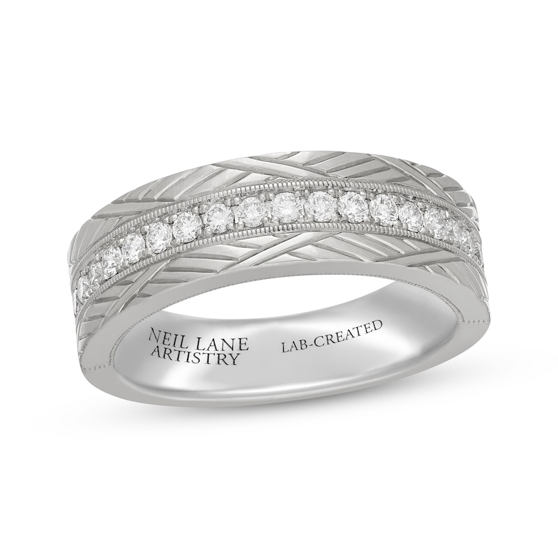 Main Image 1 of Neil Lane Artistry Heritage Men's Lab-Grown Diamond Pattern Wedding Band 1/2 ct tw Platinum 7mm
