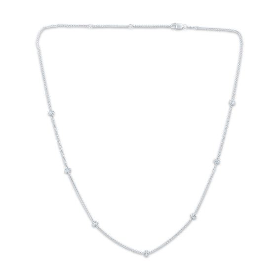 Monique Lhuillier Bliss Lab-Grown Diamond Disc Station Necklace 1/2 ct tw Platinum-Plated Sterling Silver 18"