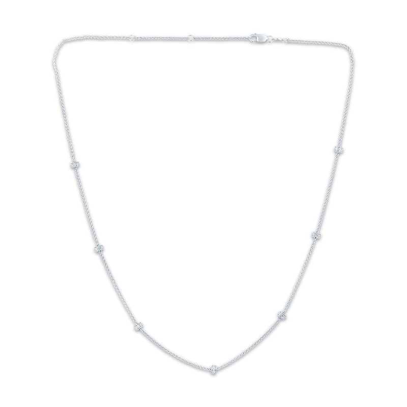 Main Image 1 of Monique Lhuillier Bliss Lab-Grown Diamond Disc Station Necklace 1/2 ct tw Platinum-Plated Sterling Silver 18"