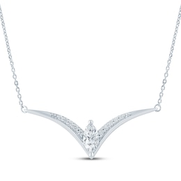 KAY Lab-Grown Diamonds Marquise-Cut Lab-Grown Diamond Chevron Necklace 1/2 ct tw 10K White Gold 16.75"
