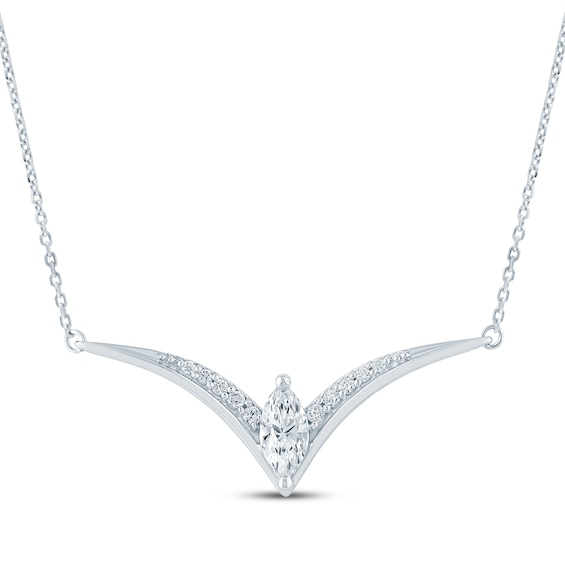 KAY Lab-Grown Diamonds Marquise-Cut Lab-Grown Diamond Chevron Necklace 1/2 ct tw 10K White Gold 16.75"