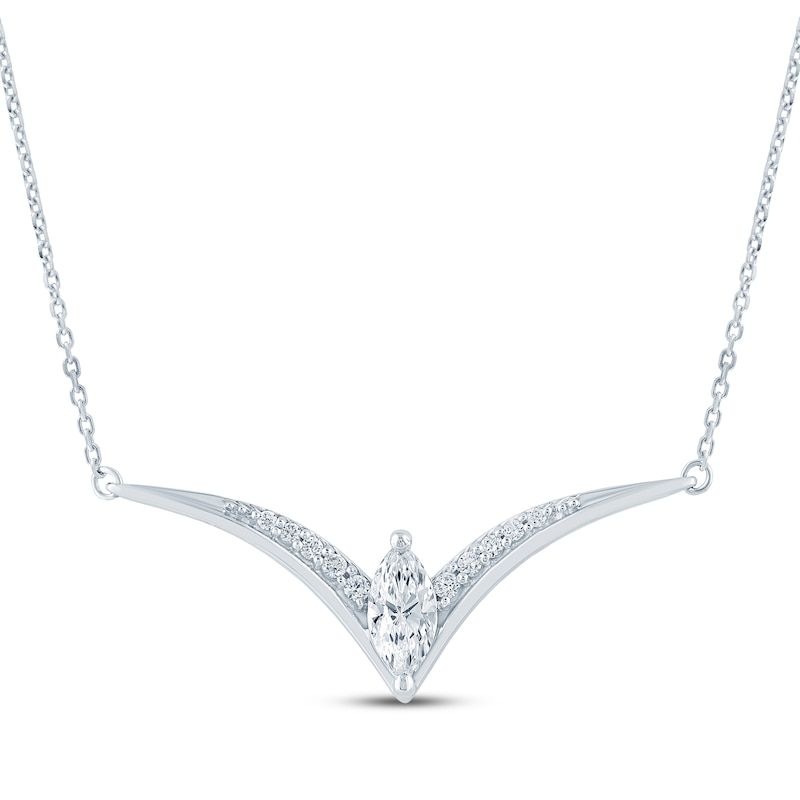 Main Image 1 of KAY Lab-Grown Diamonds Marquise-Cut Lab-Grown Diamond Chevron Necklace 1/2 ct tw 10K White Gold 16.75"