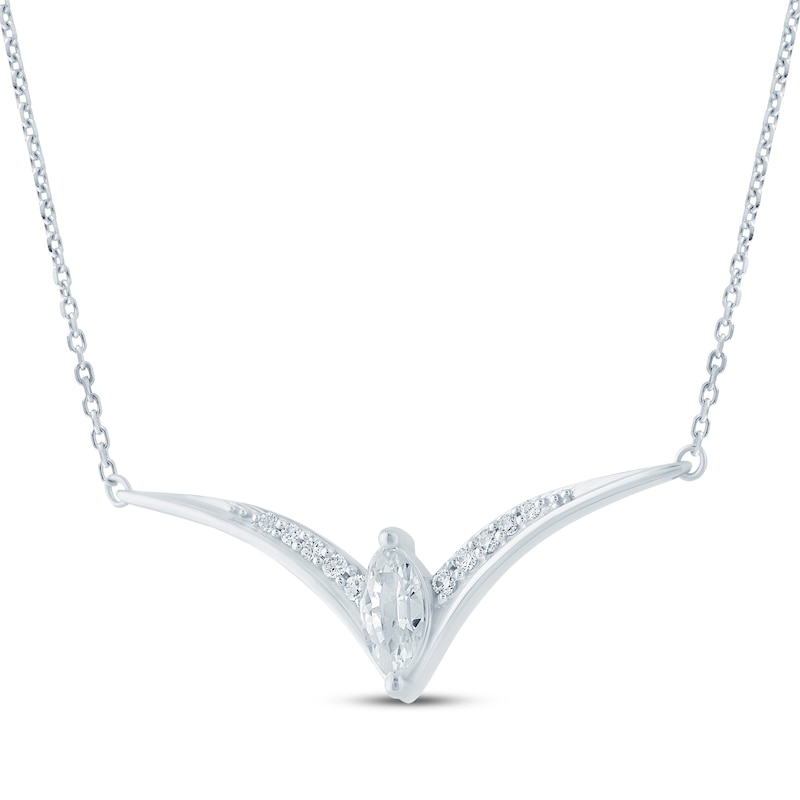 Main Image 2 of KAY Lab-Grown Diamonds Marquise-Cut Lab-Grown Diamond Chevron Necklace 1/2 ct tw 10K White Gold 16.75"