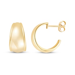 Tapered J-Hoop Earrings 24K Yellow Gold Vermeil Sterling Silver