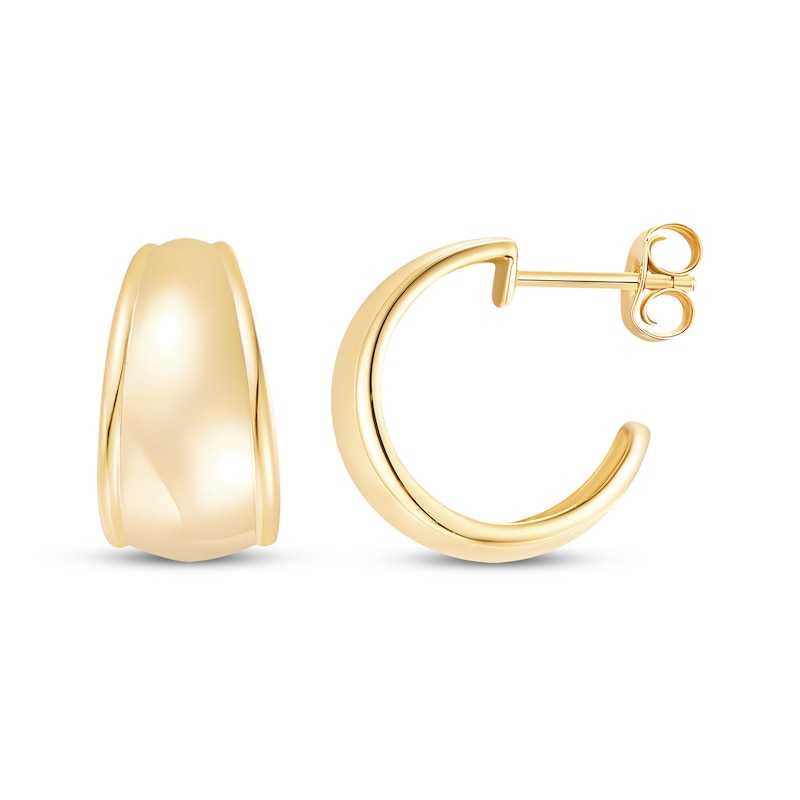 Main Image 1 of Tapered J-Hoop Earrings 24K Yellow Gold Vermeil Sterling Silver