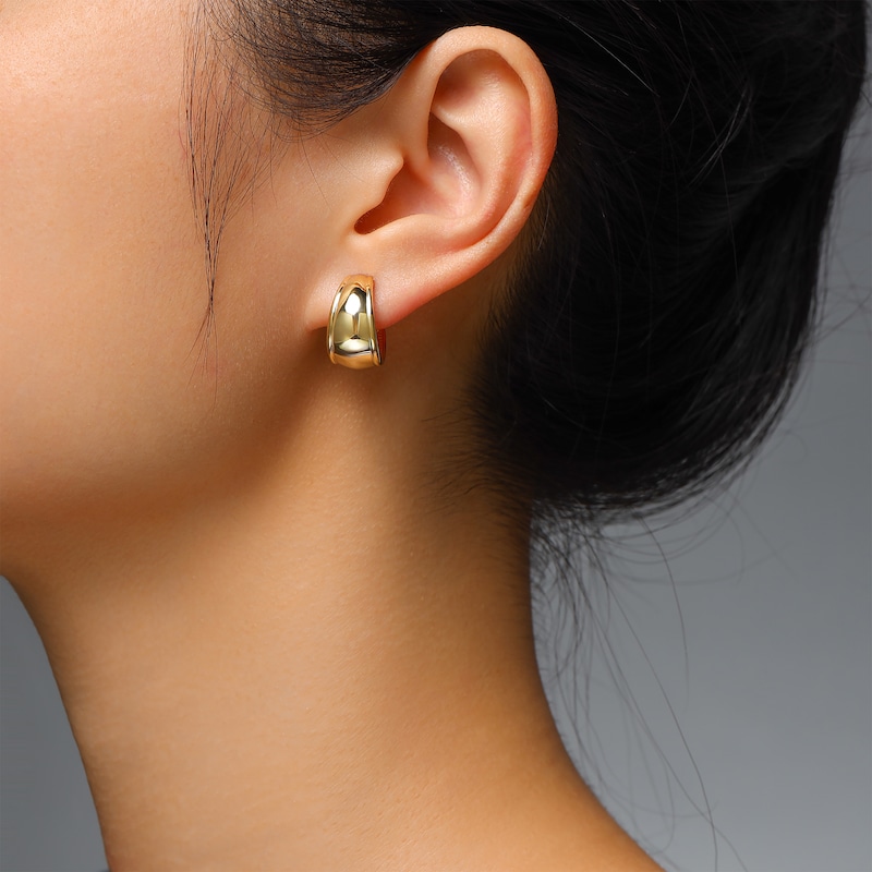 Main Image 3 of Tapered J-Hoop Earrings 24K Yellow Gold Vermeil Sterling Silver