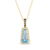 Thumbnail Image 1 of Le Vian Baguette-Cut Blue Topaz Drop Necklace 1/4 ct tw Diamonds 14K Honey Gold 19"