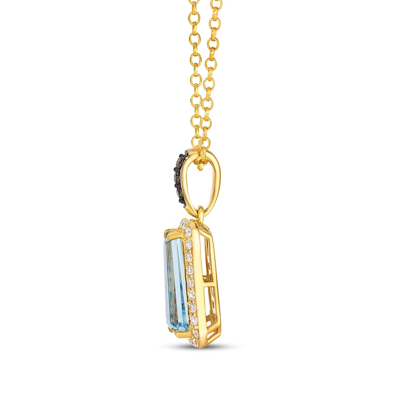 Main Image 2 of Le Vian Baguette-Cut Blue Topaz Drop Necklace 1/4 ct tw Diamonds 14K Honey Gold 19"