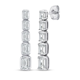 KAY Lab-Grown Diamonds Emerald-Cut Graduated Drop Earrings 2 ct tw 10K White Gold