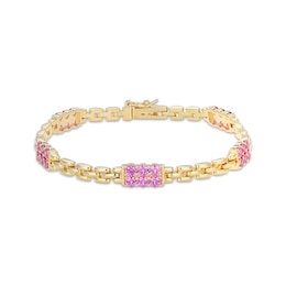 STUDIO BY KAY Pink Lab-Created Sapphire Station Chain Bracelet 24K Yellow Gold Vermeil Sterling Silver 7.25"