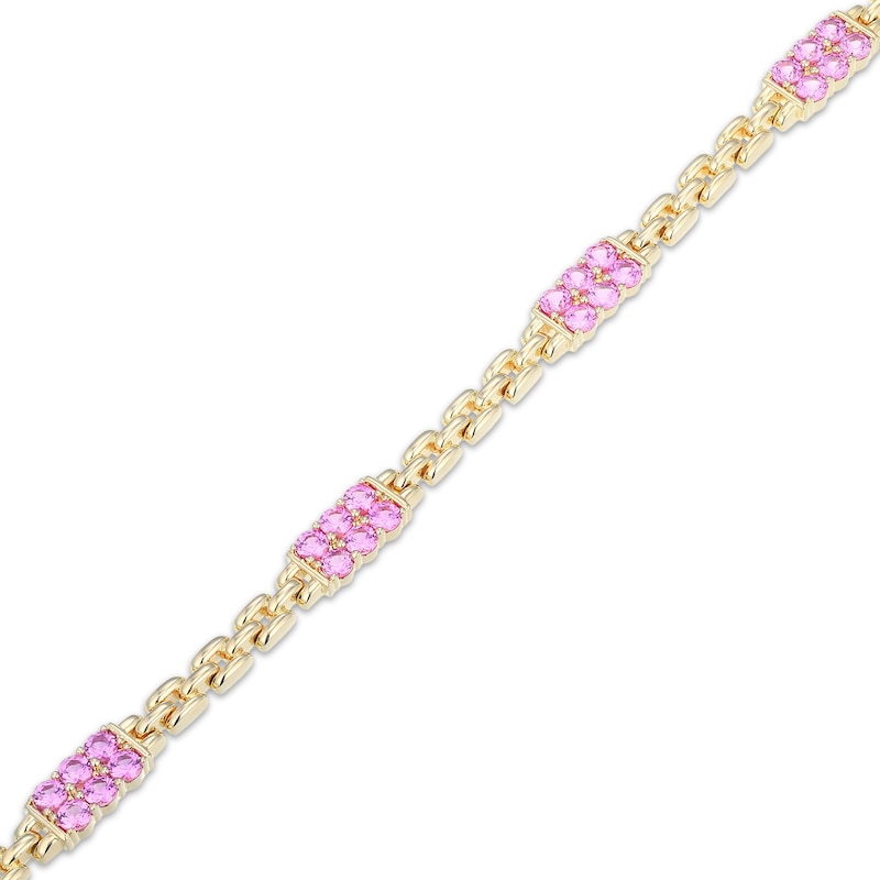 Main Image 2 of STUDIO BY KAY Pink Lab-Created Sapphire Station Chain Bracelet 24K Yellow Gold Vermeil Sterling Silver 7.25"