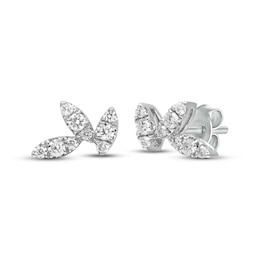 Diamond Petal Stud Earrings 1/8 ct tw 10K White Gold