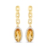Thumbnail Image 2 of Le Vian Oval-Cut Citrine Halo Chain Drop Earrings 1/6 ct tw Diamonds 14K Honey Gold