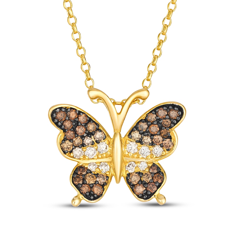 Main Image 1 of Le Vian Chocolate Ombré Diamond Butterfly Necklace 3/4 ct tw 14K Honey Gold 19"