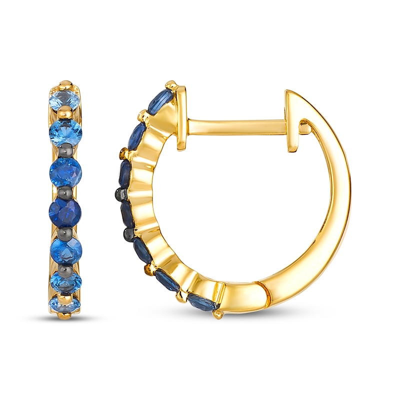 Main Image 3 of Le Vian Denim Ombré Sapphire Hoop Earrings 14K Honey Gold