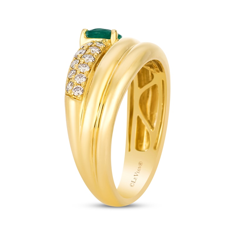 Main Image 2 of Le Vian Pear-Shaped Emerald Wrap Ring 1/6 ct tw Diamonds 14K Honey Gold